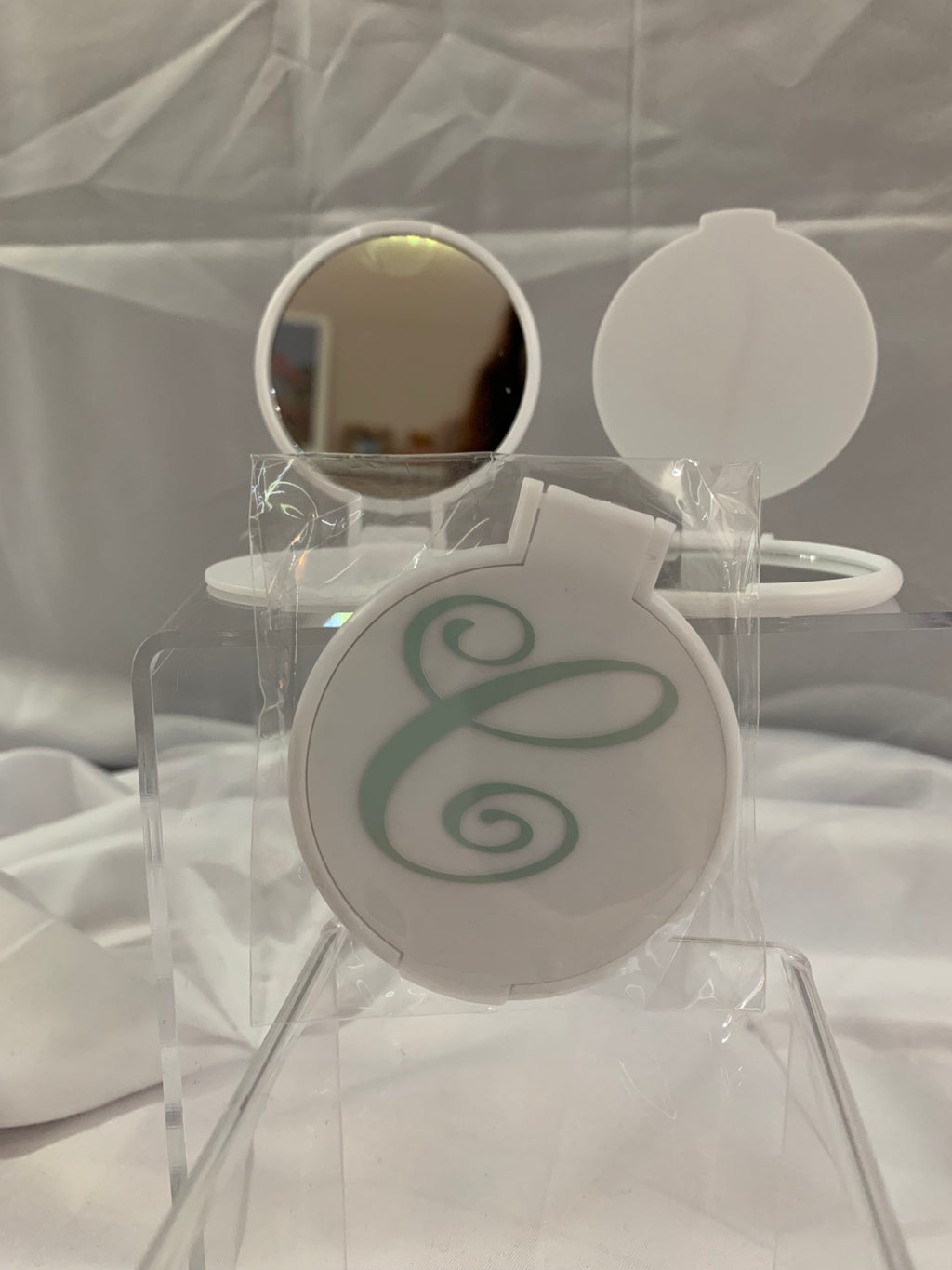 Monogramed Compact Mirror - Letter C Green