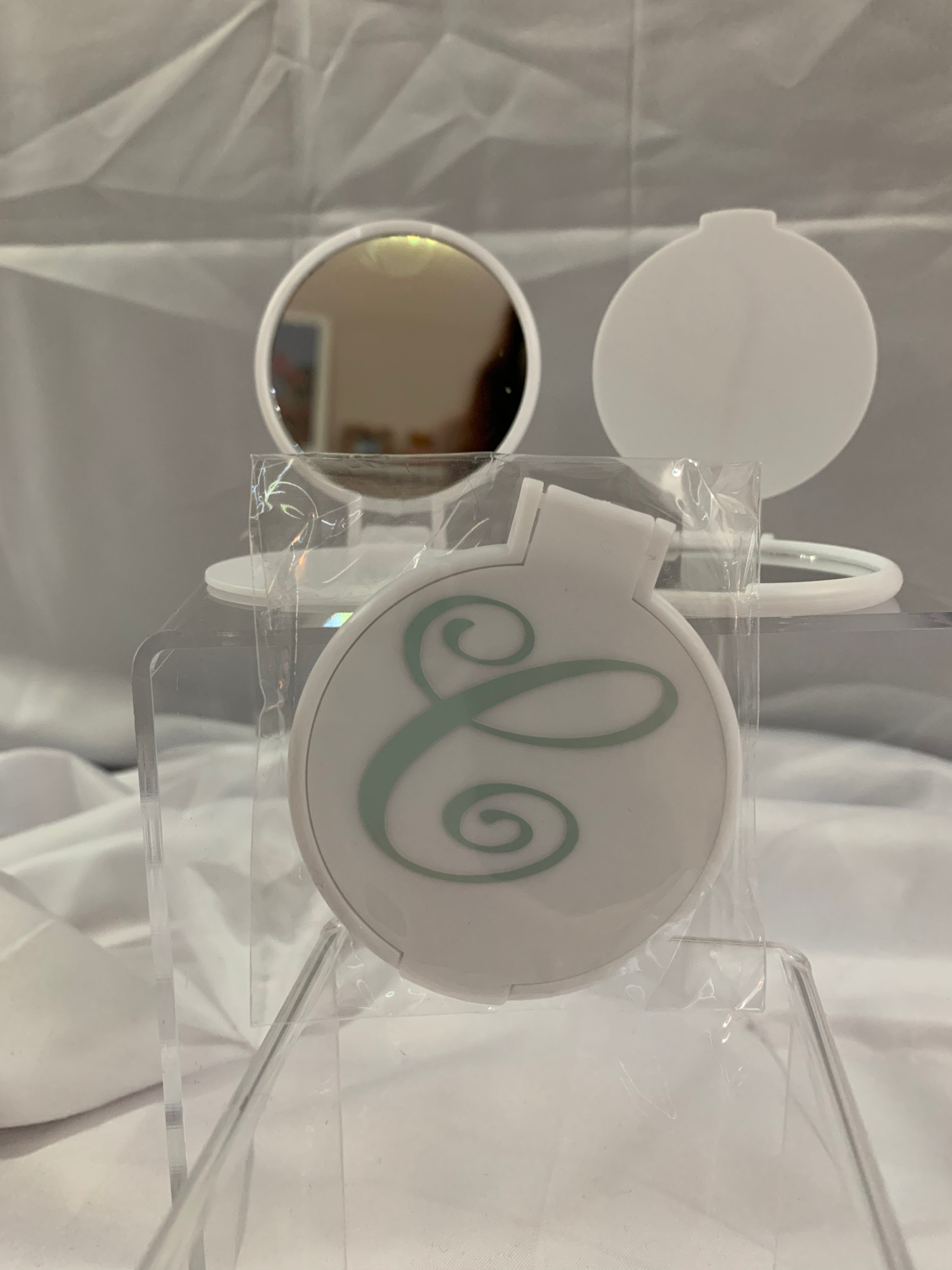 Monogramed Compact Mirror - Letter C Green