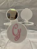 Monogramed Compact Mirror - Letter G Pink