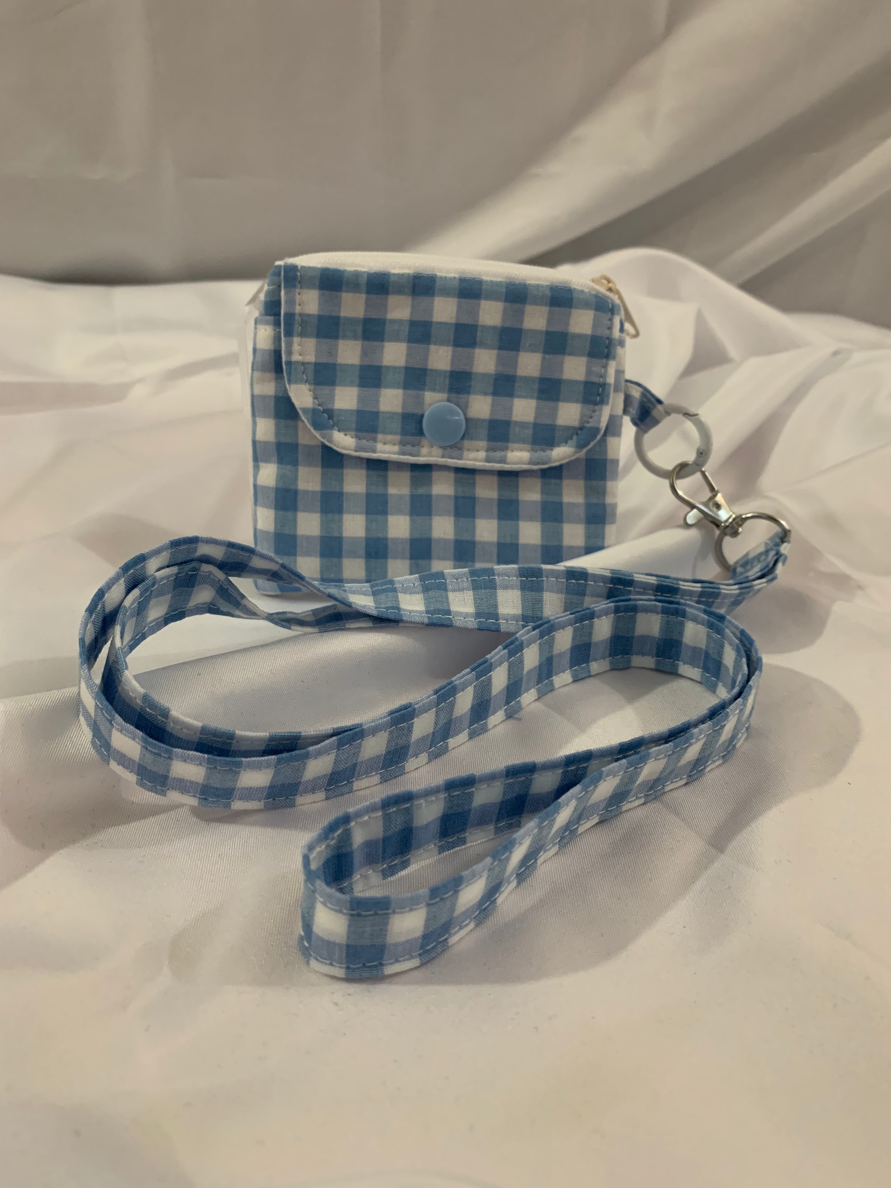 Lanyard-Wallet Set - Blue Gingham