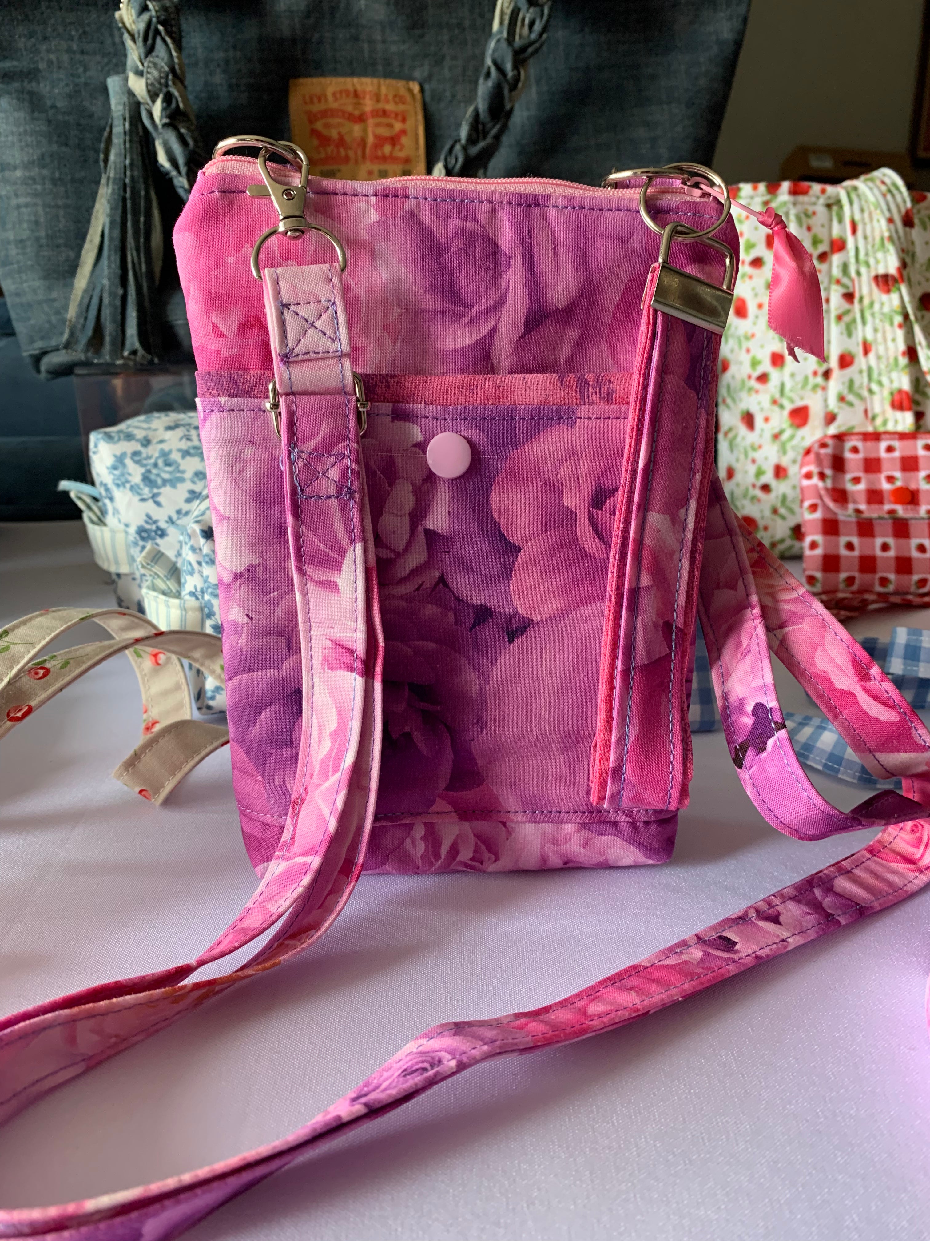 Handmade Crossbody Cell Phone Bag & Girls' Purse - Rose Bouquet