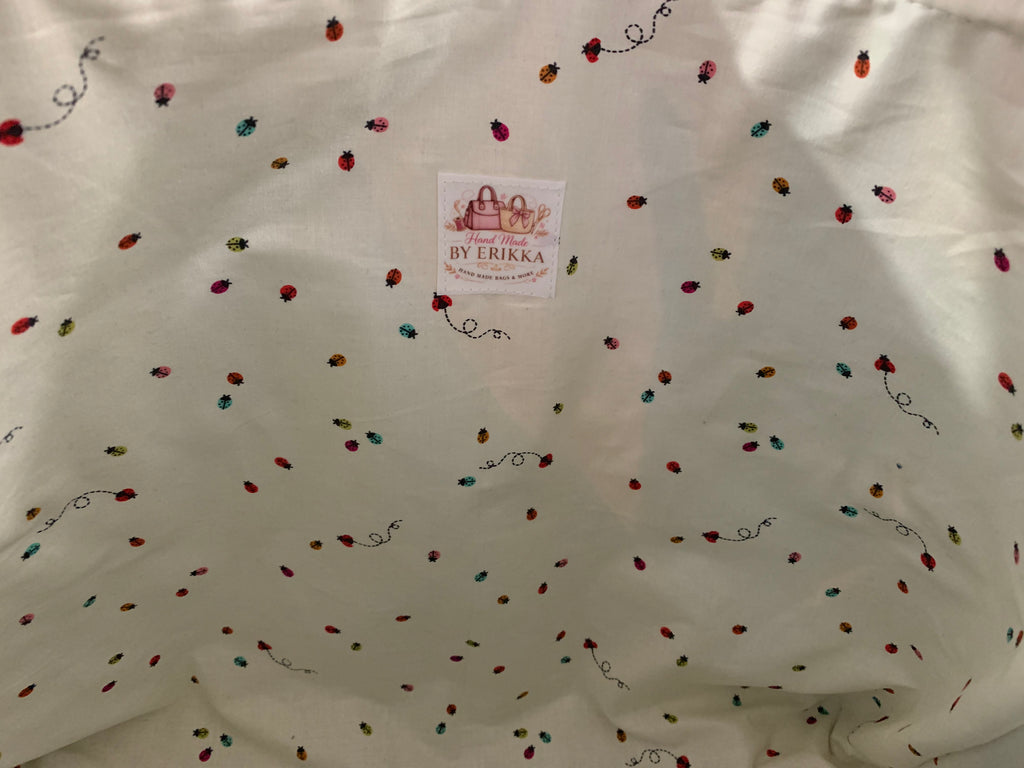 Large Tote Bag - Upcycled Jeans - Levi's and Ladybugs