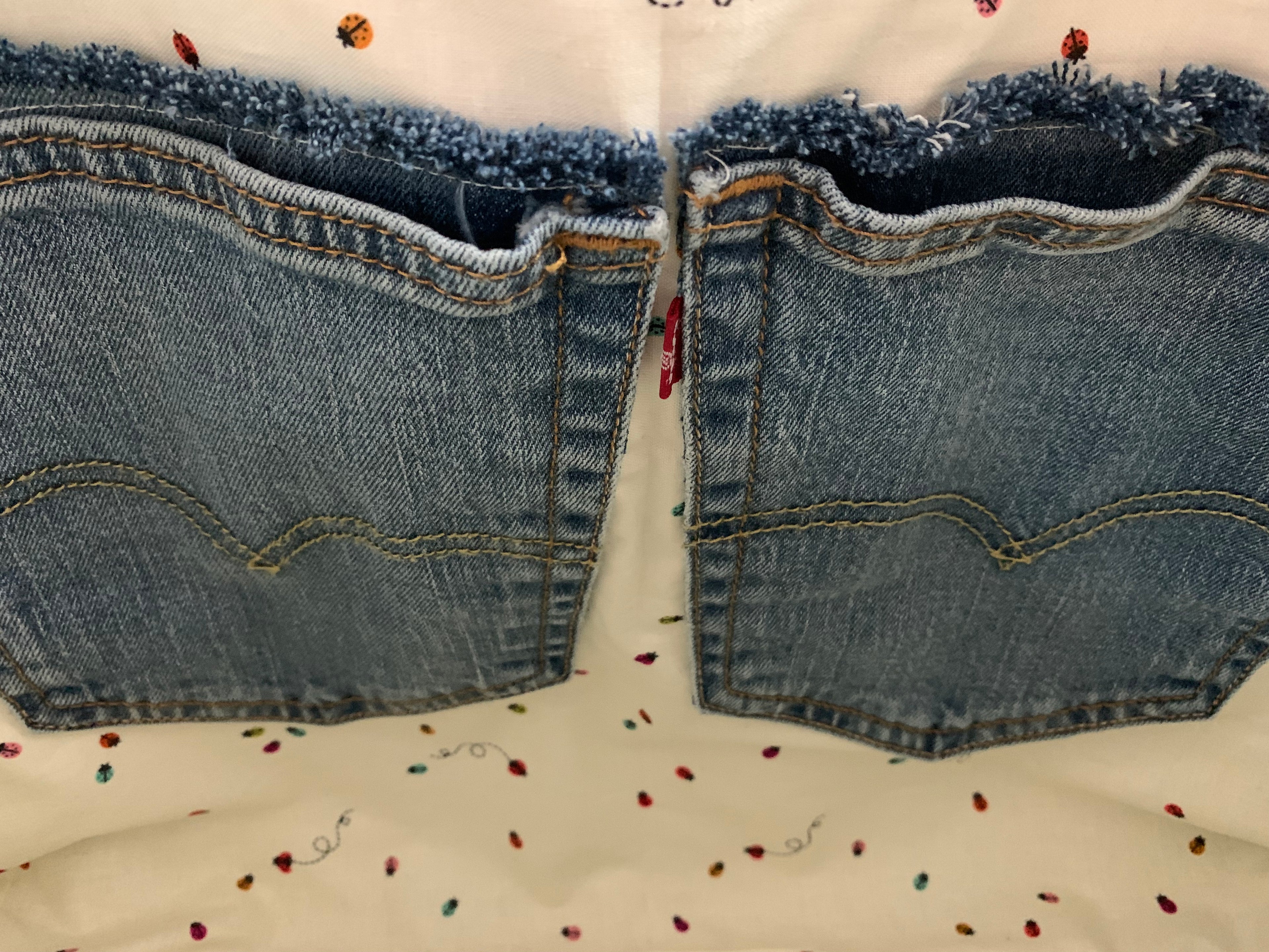 Large Tote Bag - Upcycled Jeans - Levi's and Ladybugs