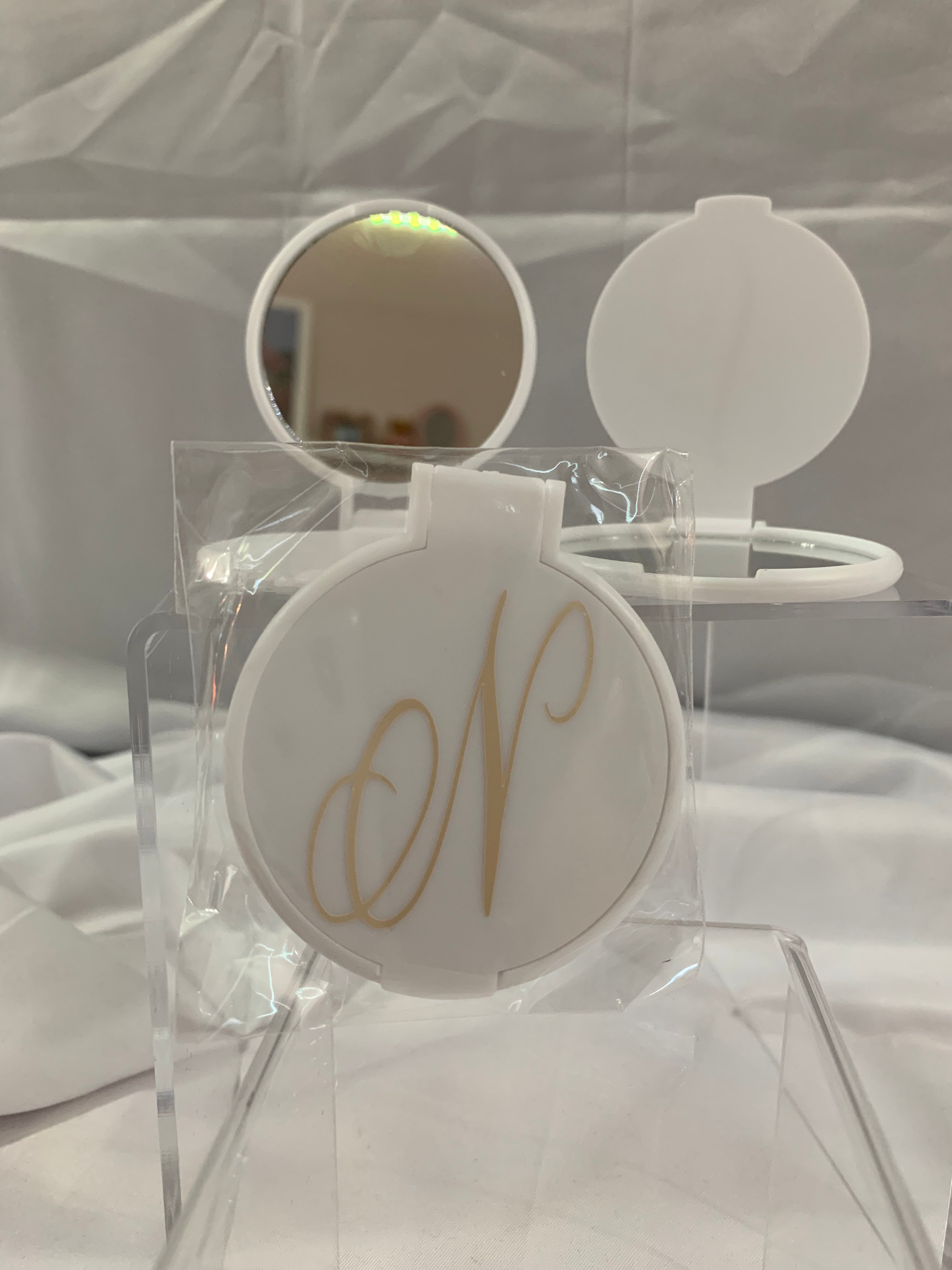 Monogramed Compact Mirror - Letter N Gold