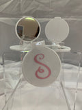 Monogramed Compact Mirror - Letter S Pink