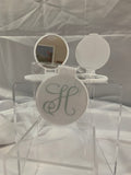 Monogramed Compact Mirror - Letter H Green