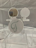 Monogramed Compact Mirror - Letter T Green