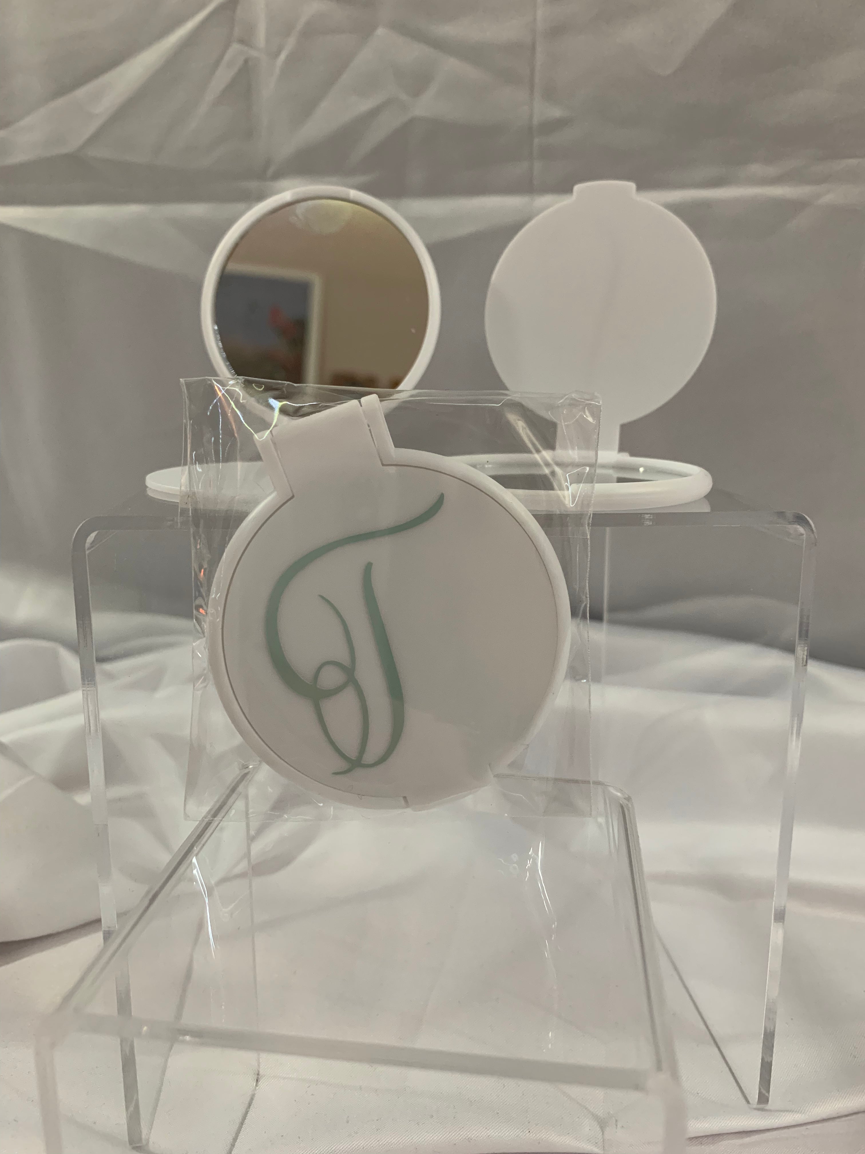 Monogramed Compact Mirror - Letter T Green