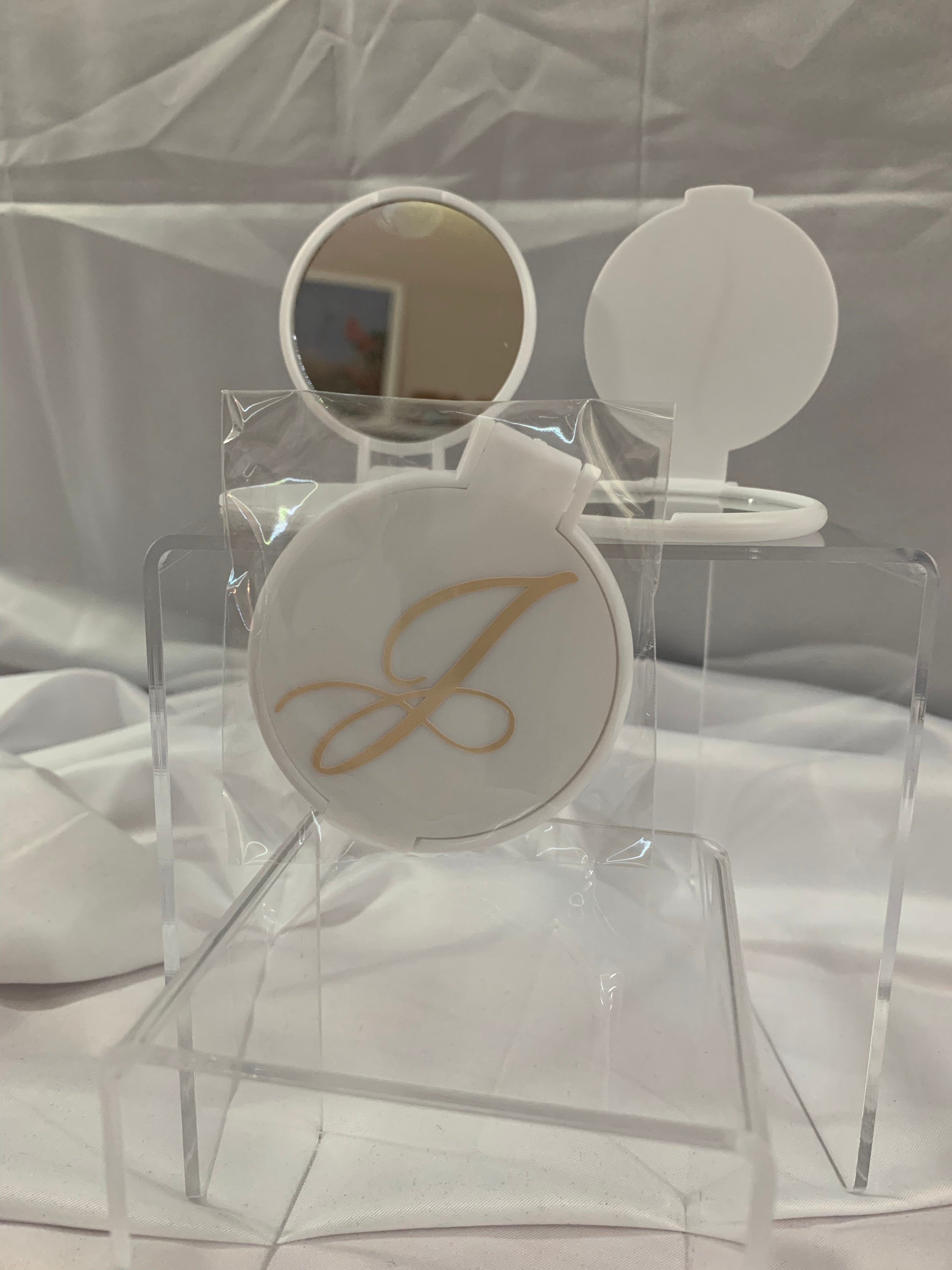 Monogramed Compact Mirror - Letter J Gold