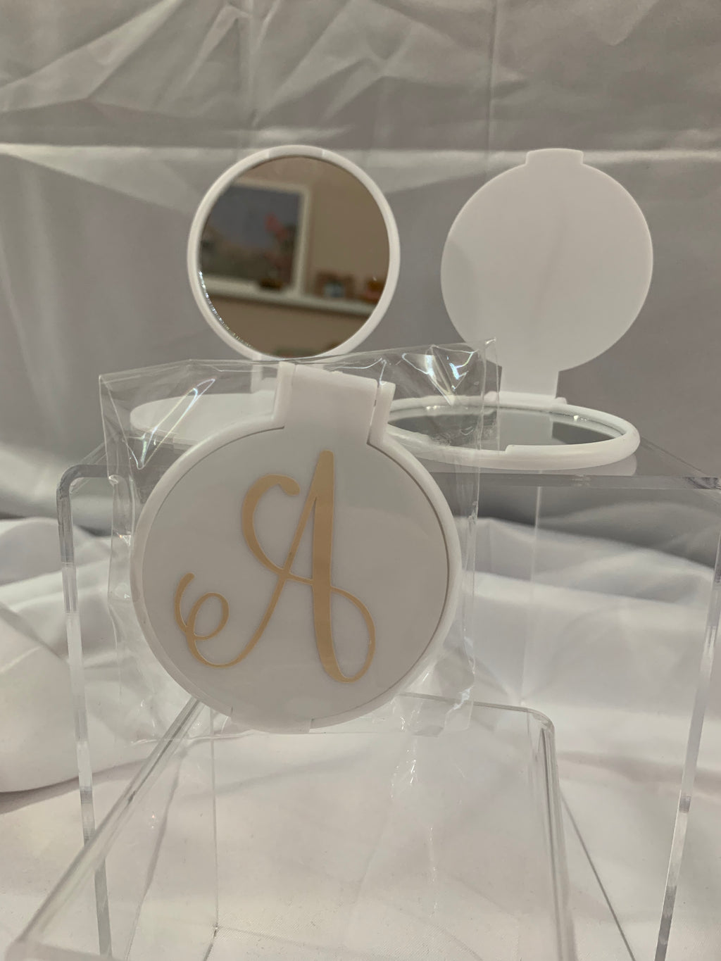 Monogramed Compact Mirror - Letter A Gold