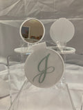 Monogramed Compact Mirror - Letter J Green