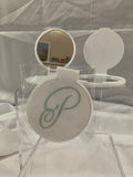 Monogramed Compact Mirror - Letter P Green