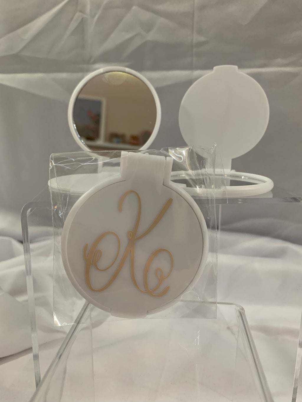 Monogramed Compact Mirror - Letter K Gold