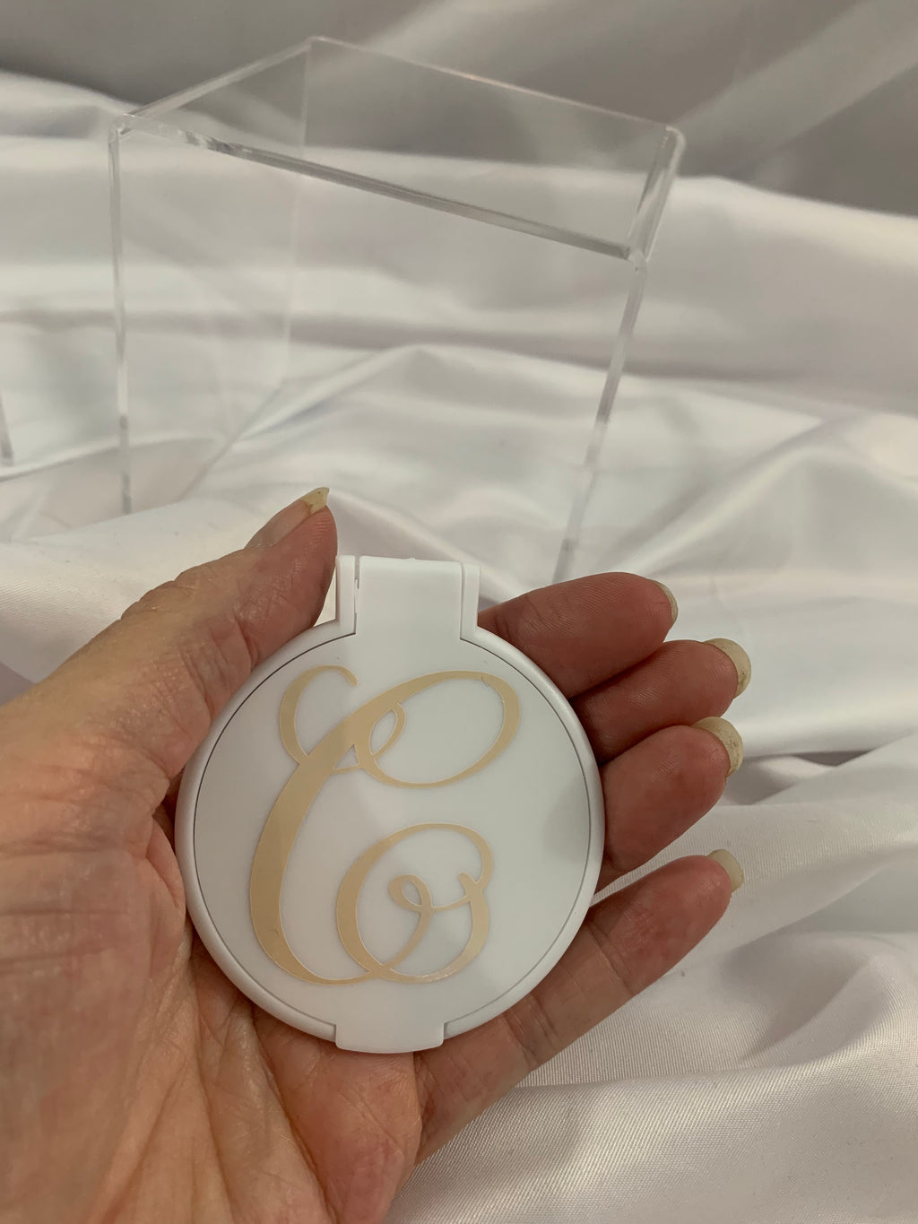 Monogramed Compact Mirror - Letter A Gold
