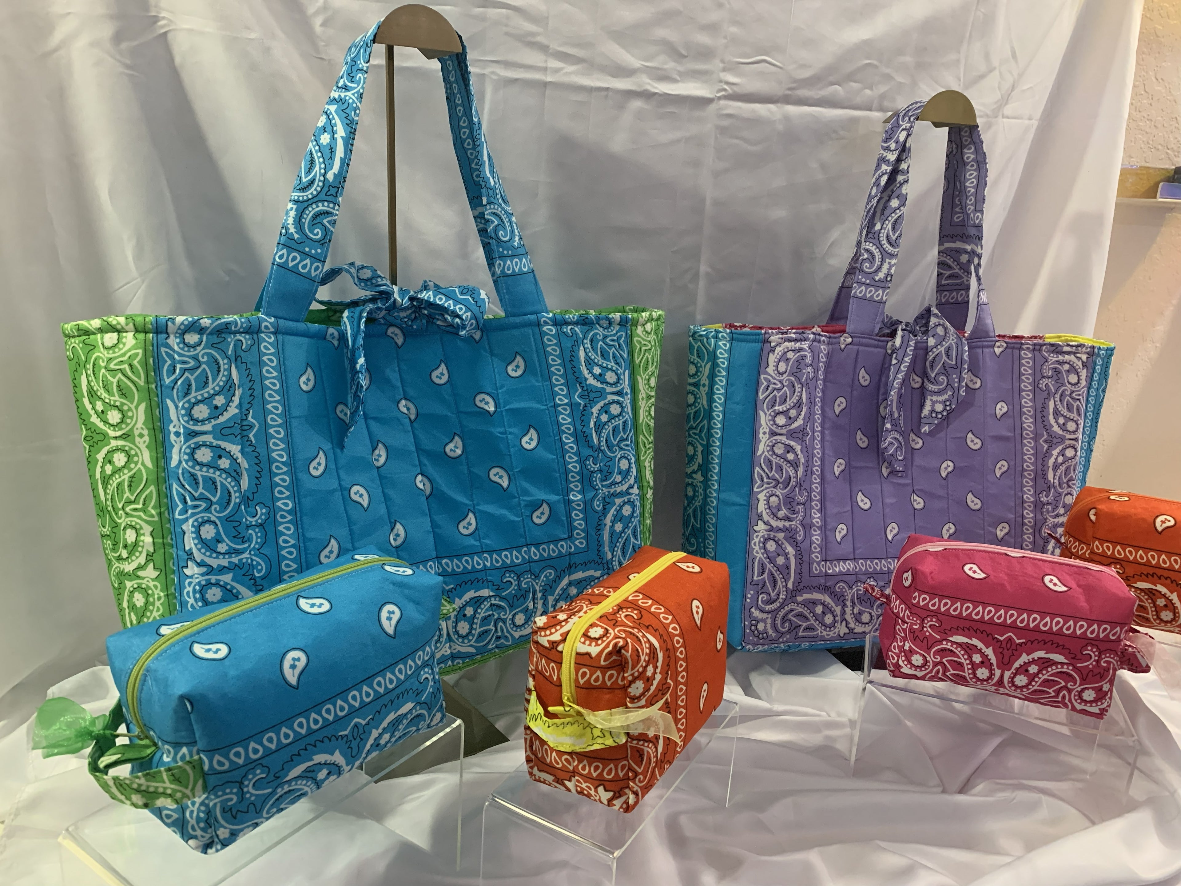 Boxy Carry-All Bag - Orange bandanna with yellow liner