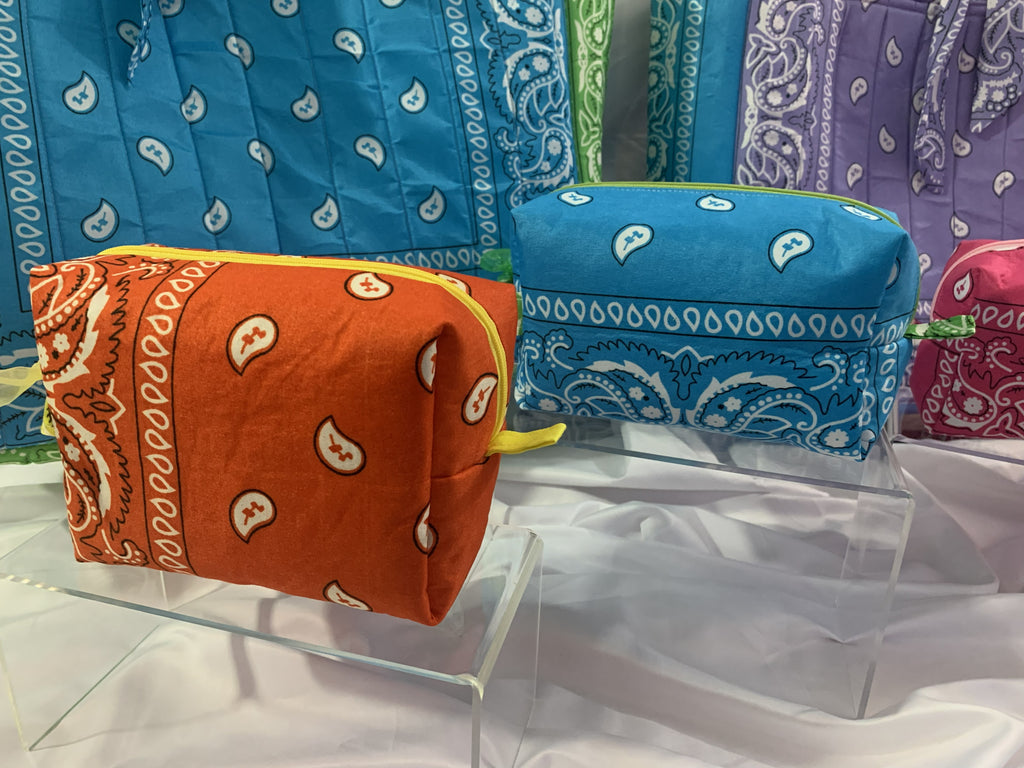 Boxy Carry-All Bag - Orange bandanna with yellow liner