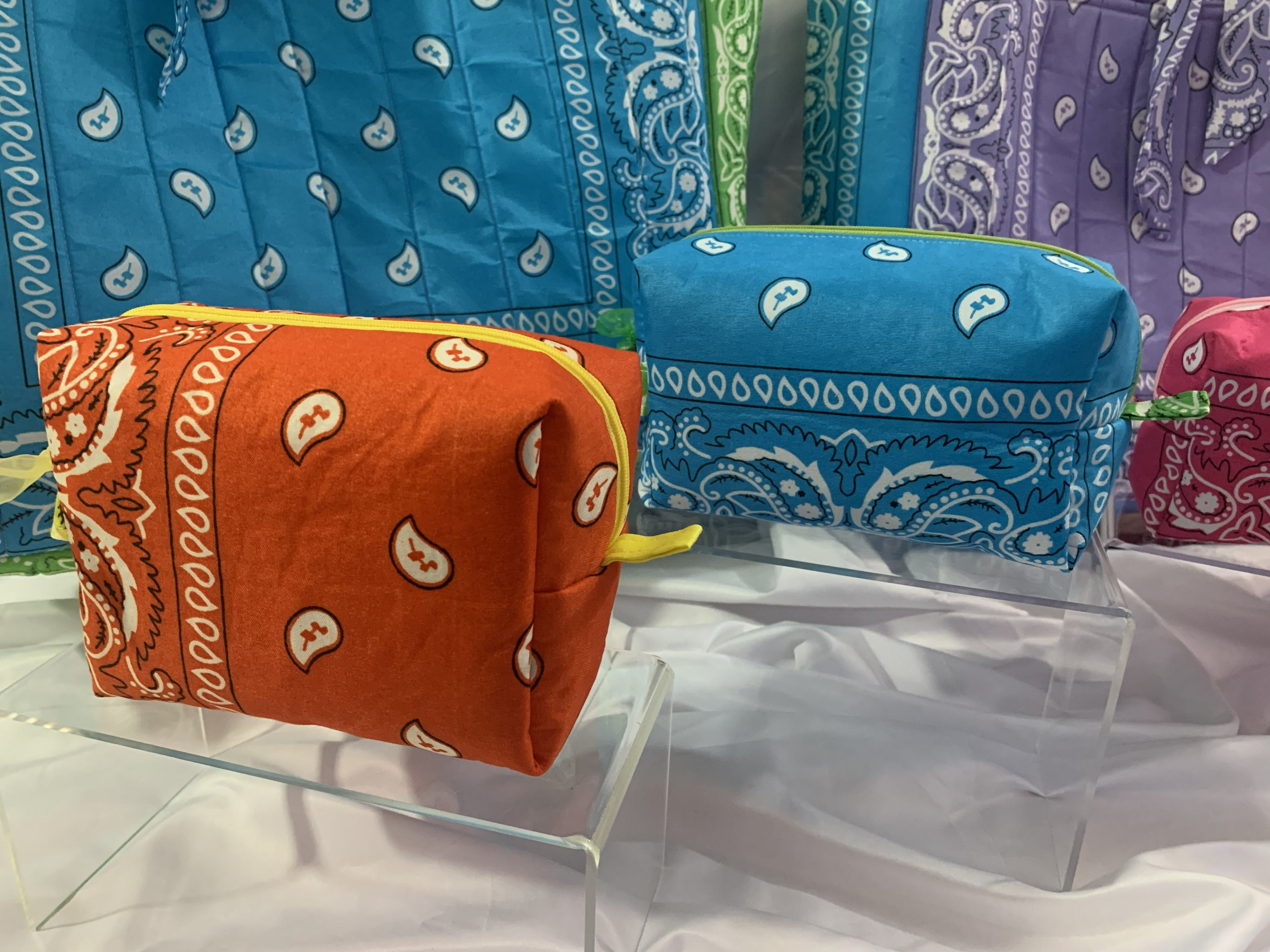 Boxy Carry-All Bag - Orange bandanna with yellow liner
