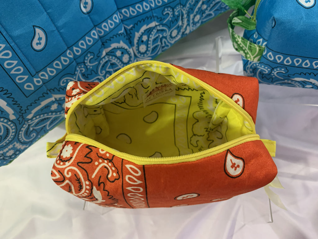 Boxy Carry-All Bag - Orange bandanna with yellow liner