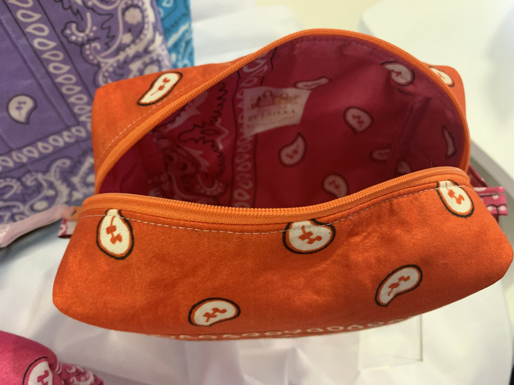 Boxy Carry-All Bag - Orange bandanna with pink liner