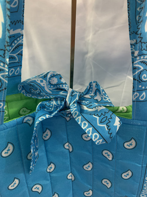 Bandanna Tote Bag - Blue with green liner