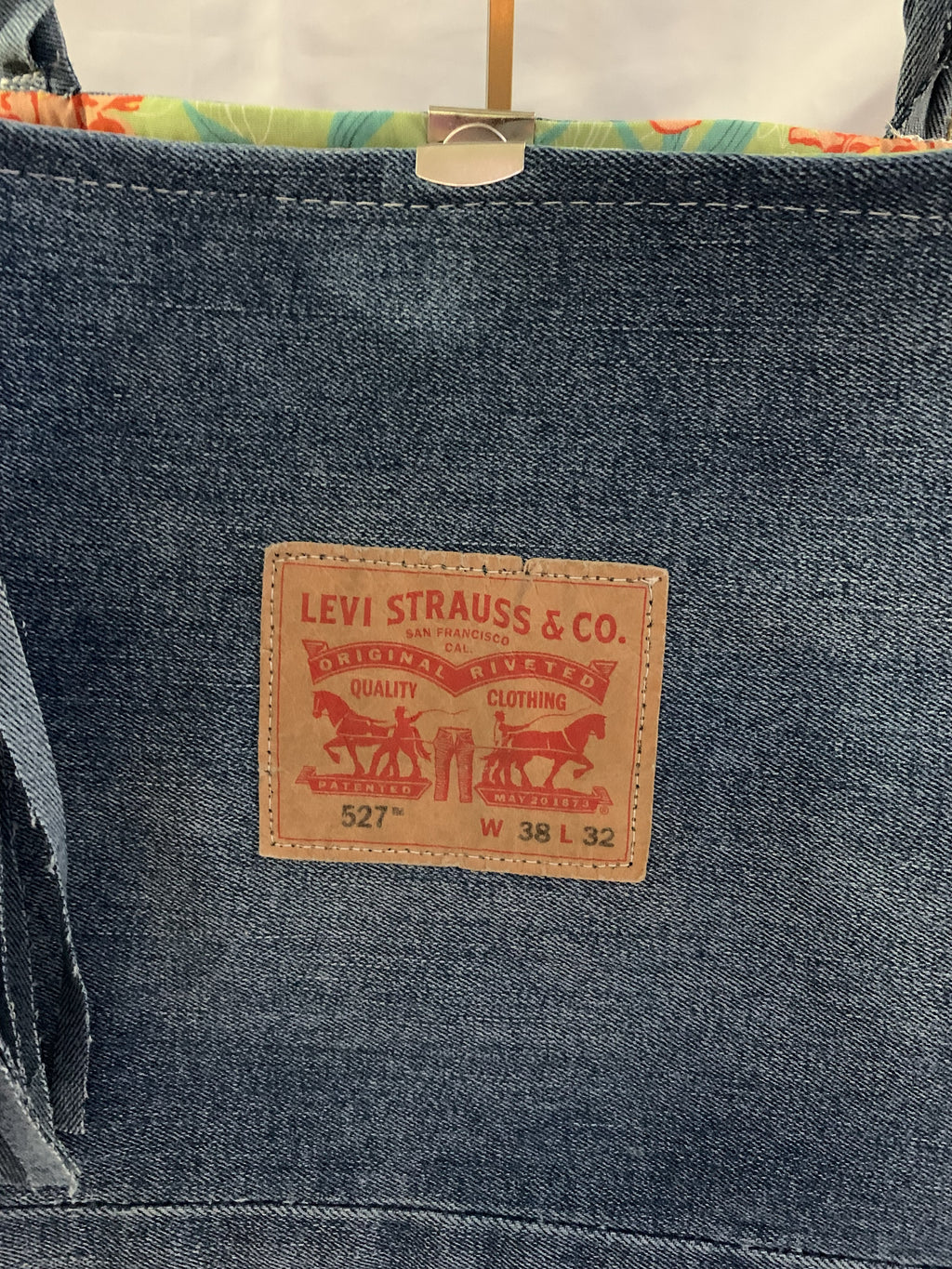 Large Tote Bag - Upcycled Jeans - Levi's and Aloha