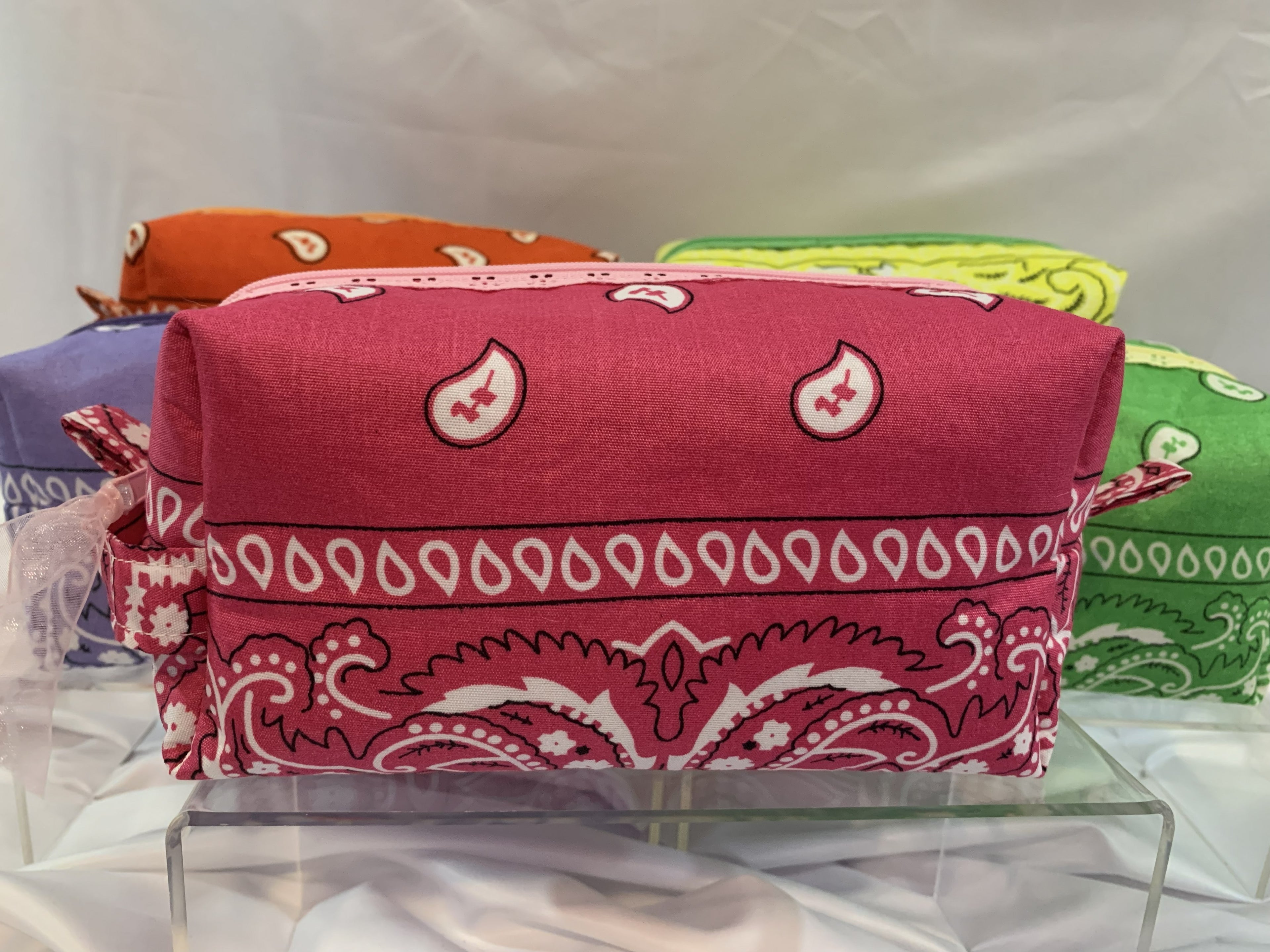 Pink bandanna with lace zipper -Boxy Carry-All Bag