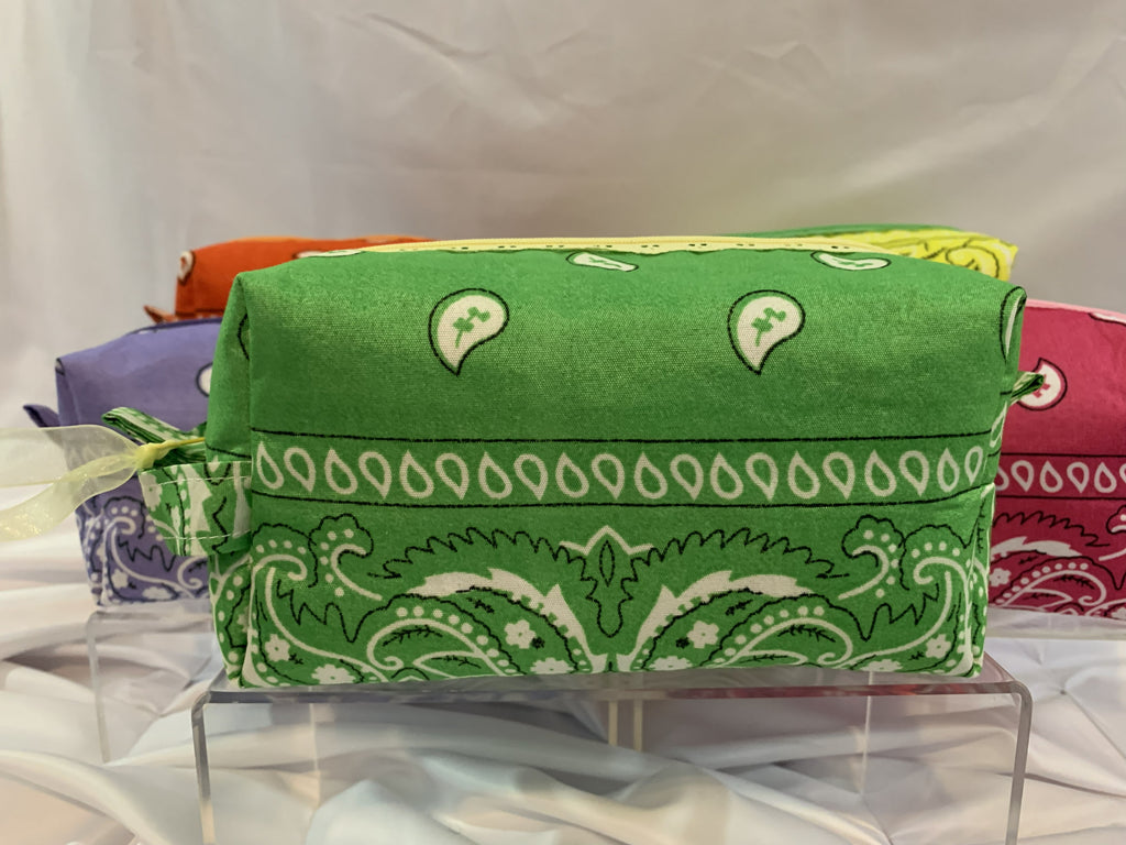 Green bandanna with lace zipper -Boxy Carry-All Bag