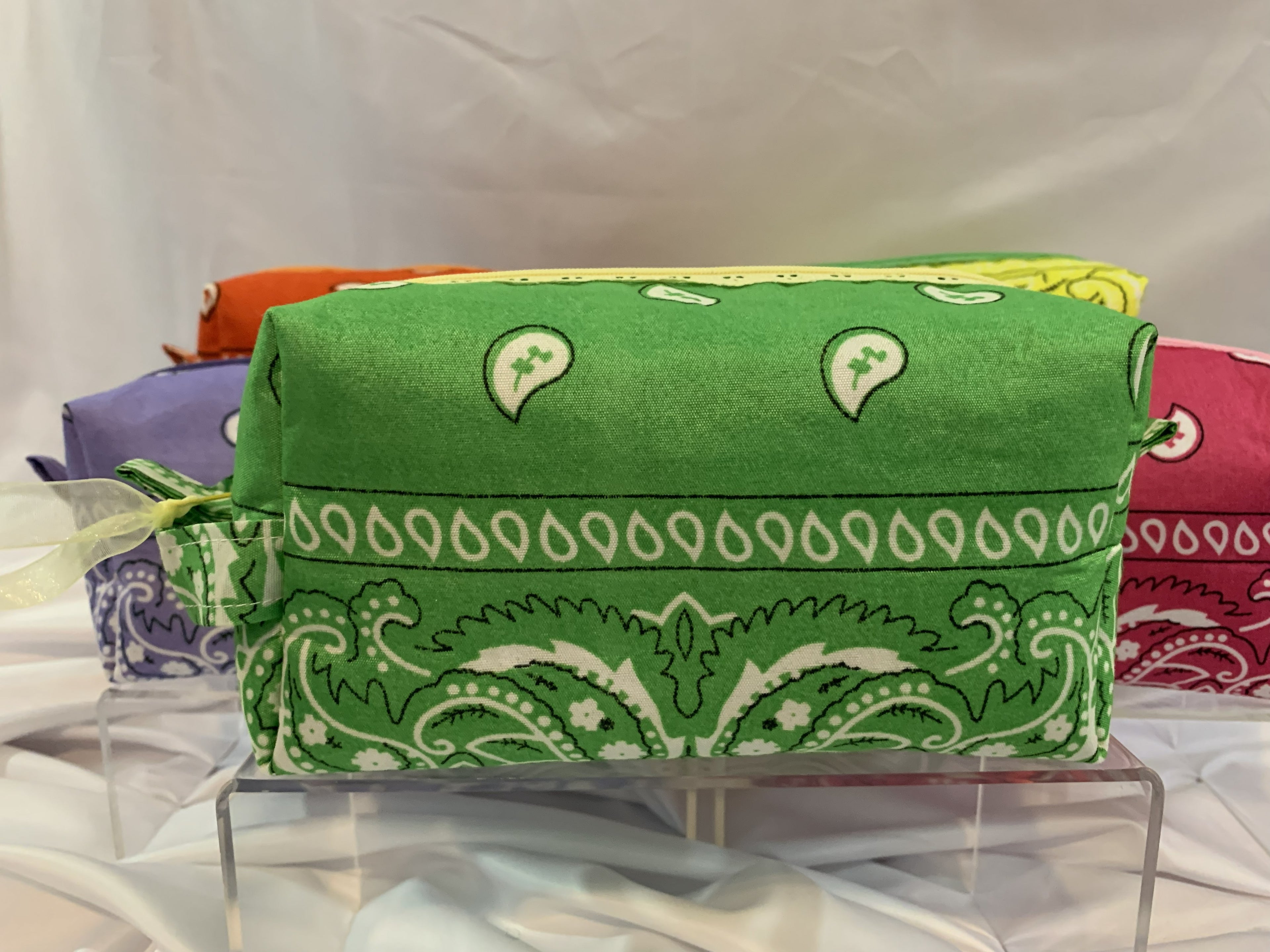 Green bandanna with lace zipper -Boxy Carry-All Bag