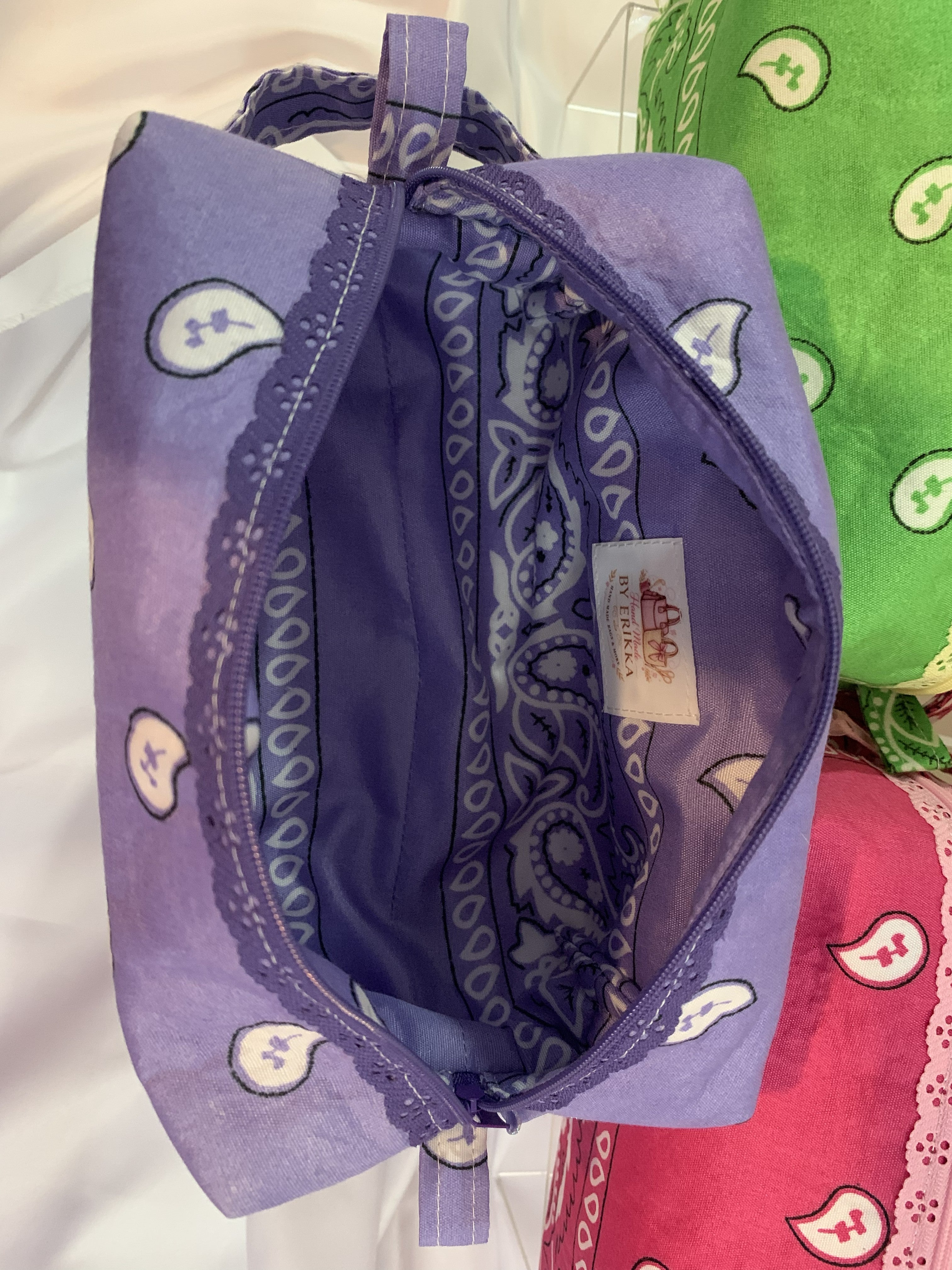 Purple bandanna with lace zipper -Boxy Carry-All Bag