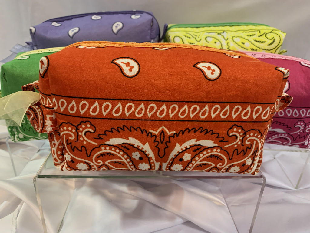 Orange bandanna with lace zipper -Boxy Carry-All Bag