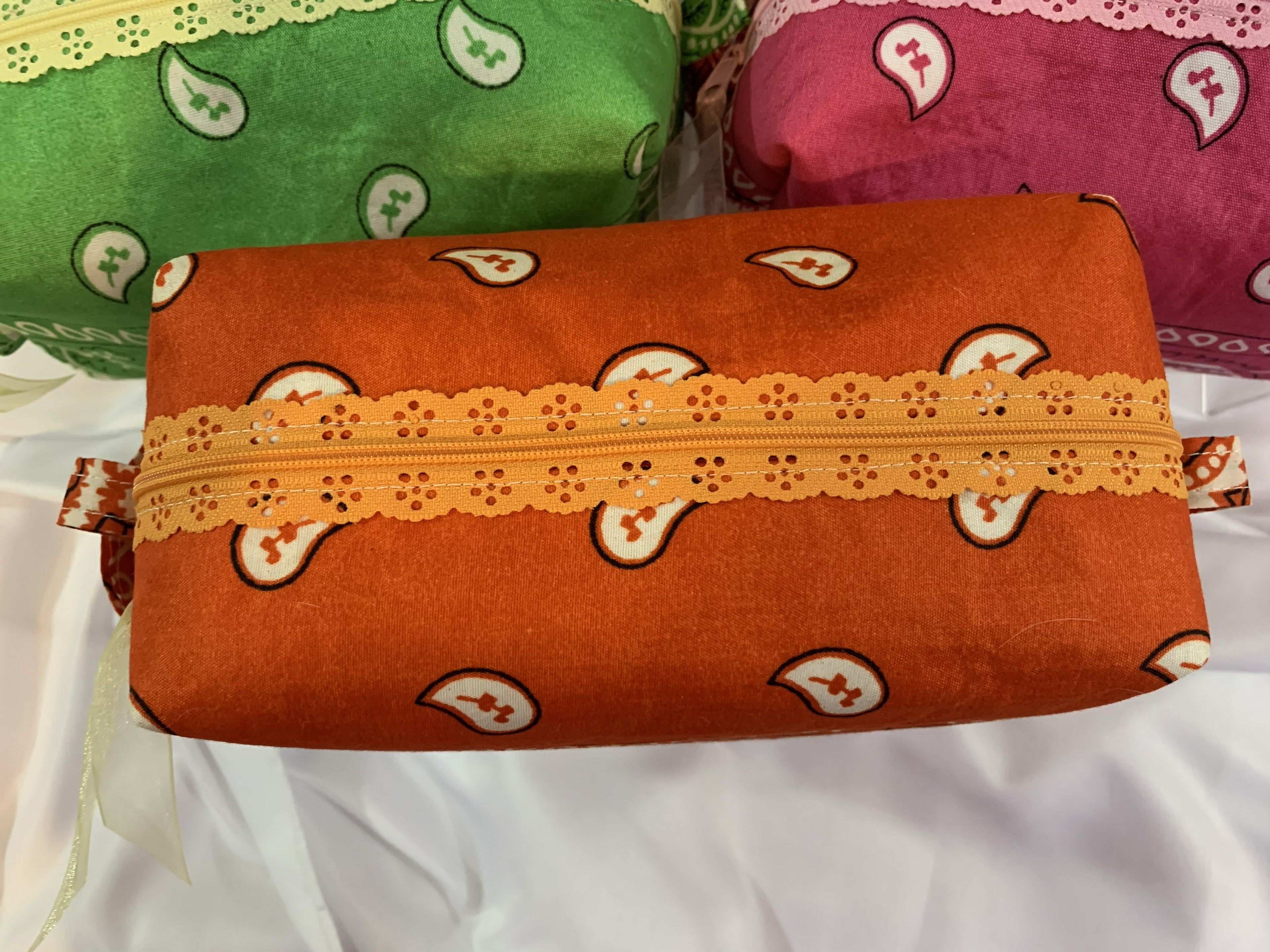 Orange bandanna with lace zipper -Boxy Carry-All Bag