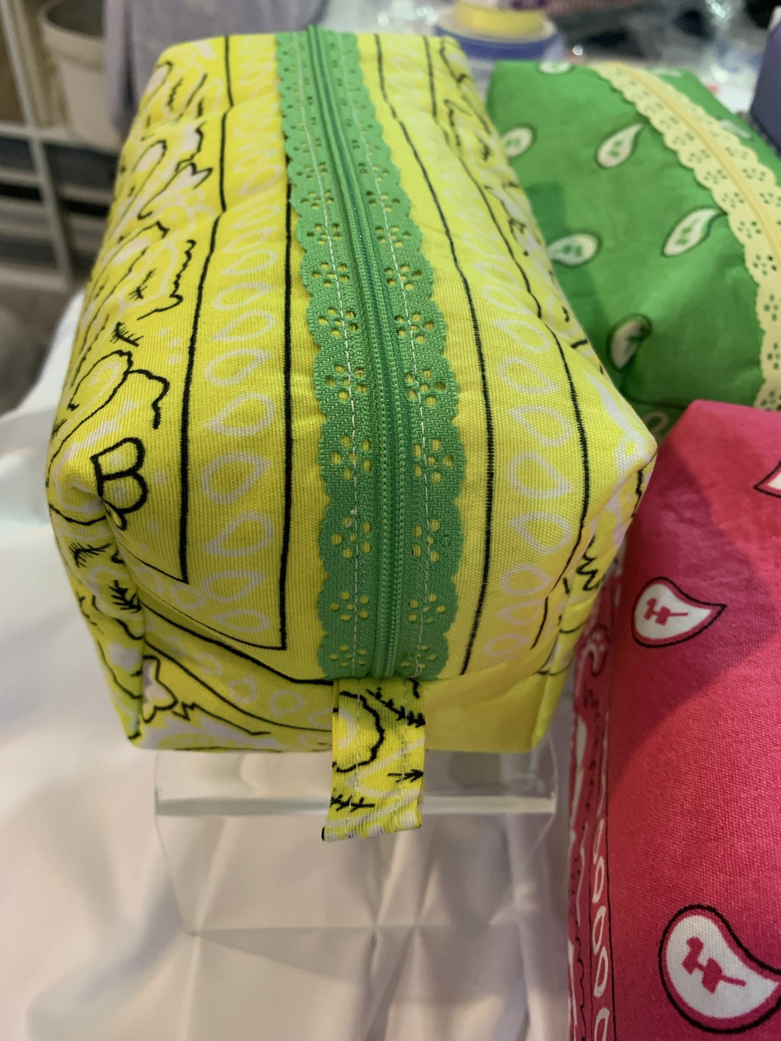 Yellow bandanna with lace zipper -Boxy Carry-All Bag