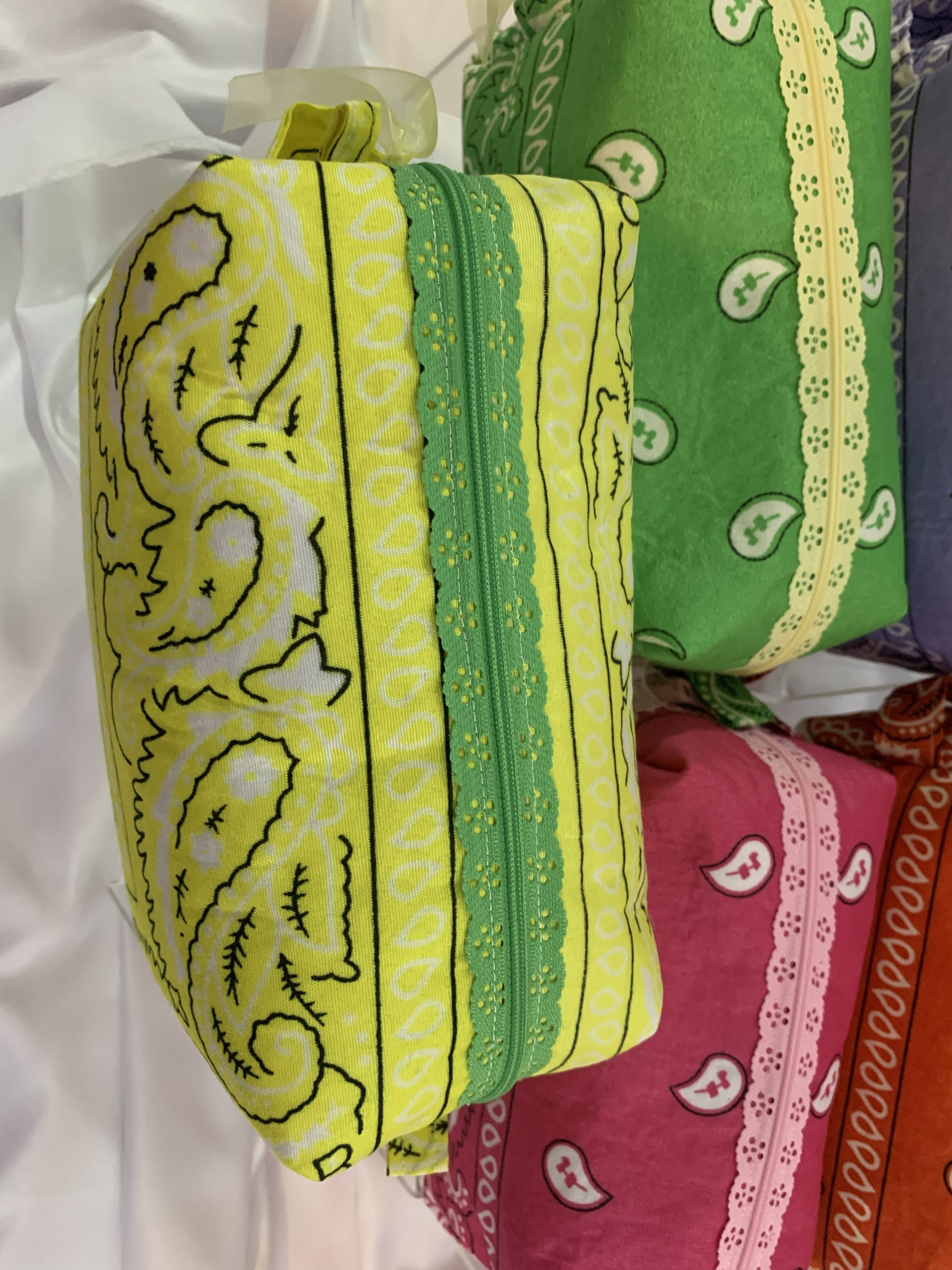 Yellow bandanna with lace zipper -Boxy Carry-All Bag