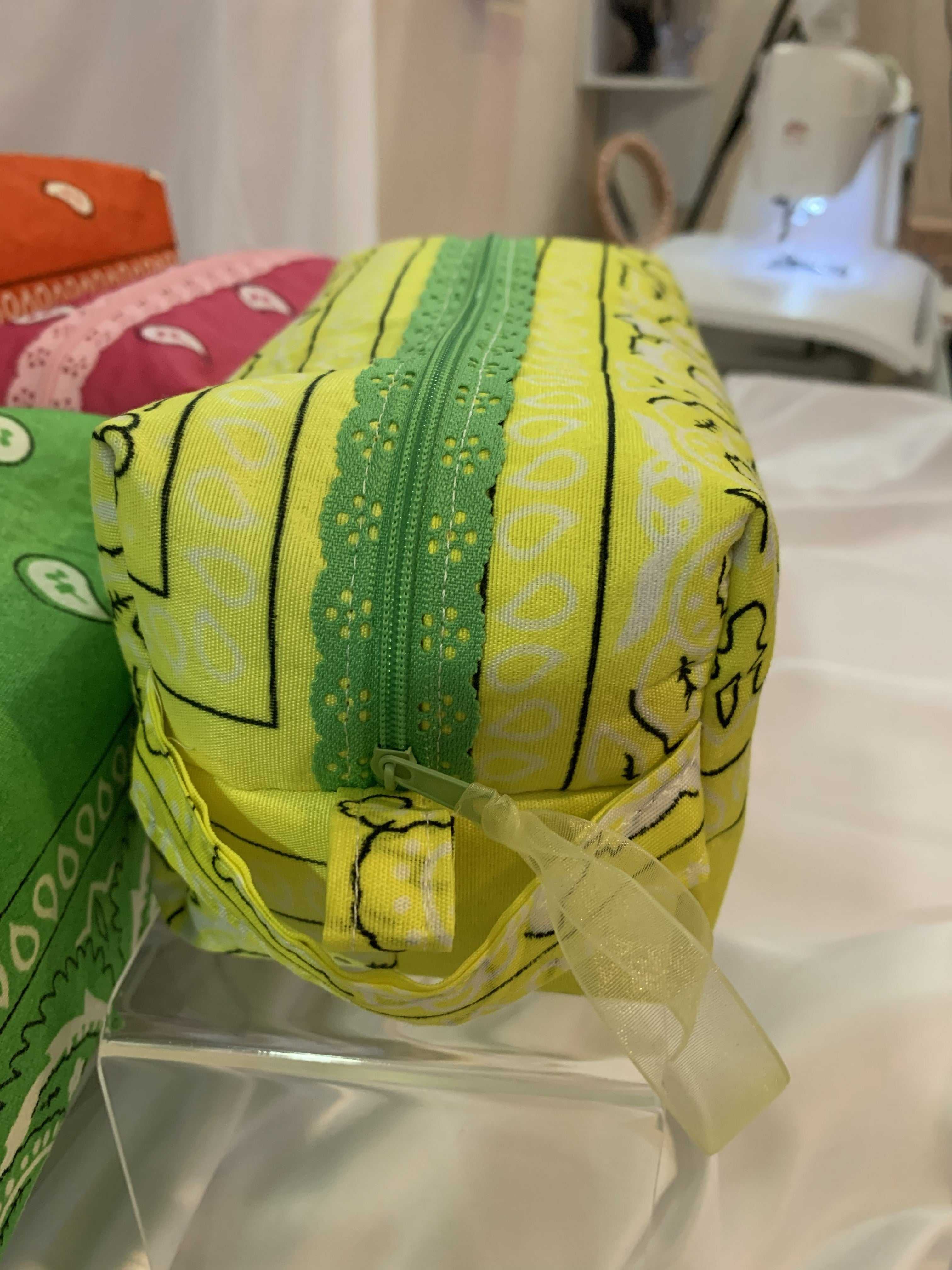 Yellow bandanna with lace zipper -Boxy Carry-All Bag