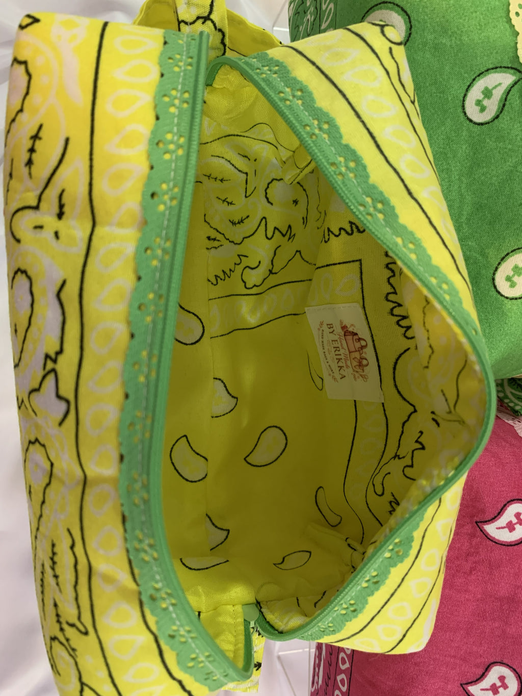 Yellow bandanna with lace zipper -Boxy Carry-All Bag