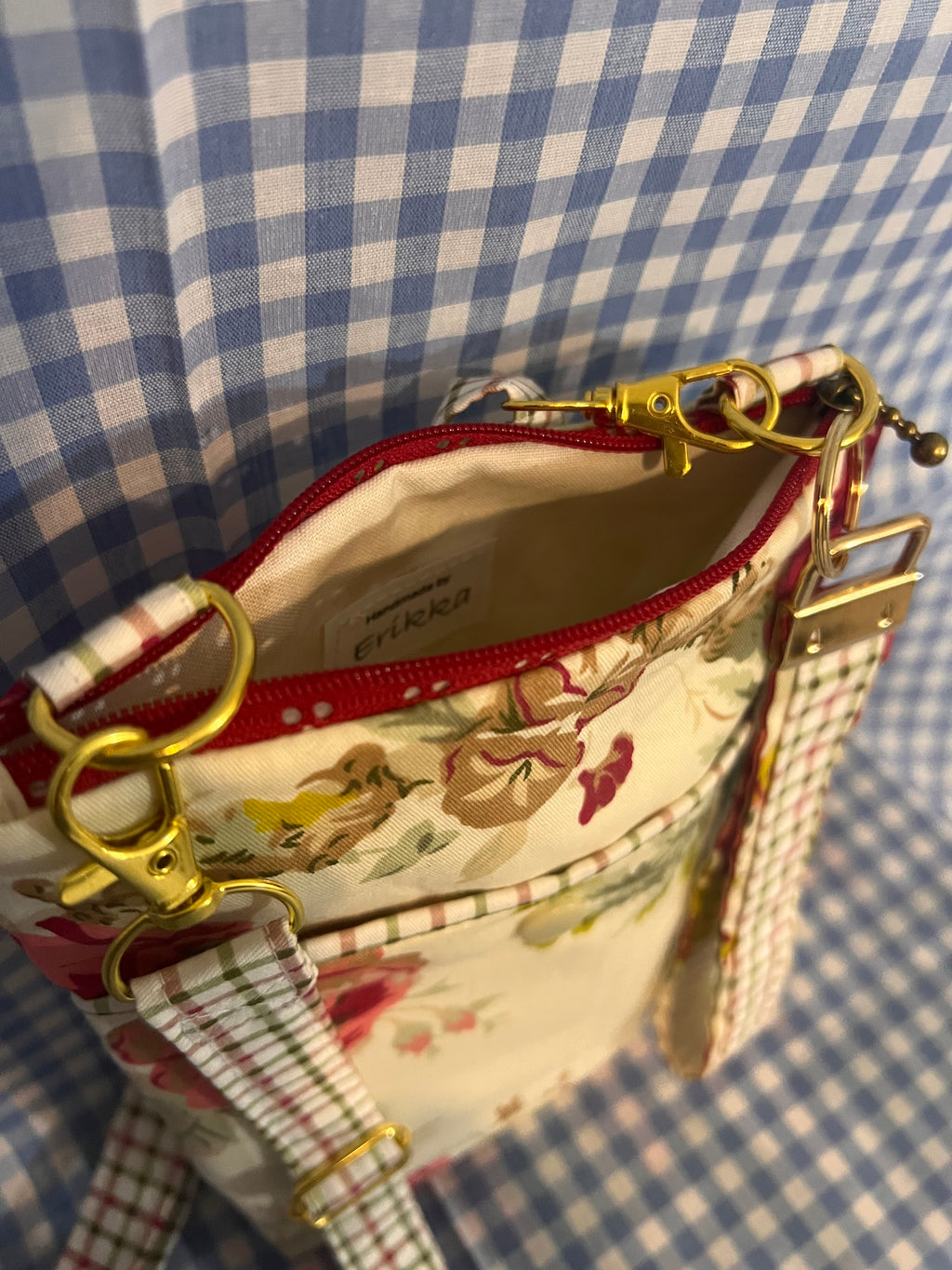 Handmade Crossbody Cell Phone Bag & Girls' Purse - Red rose 2