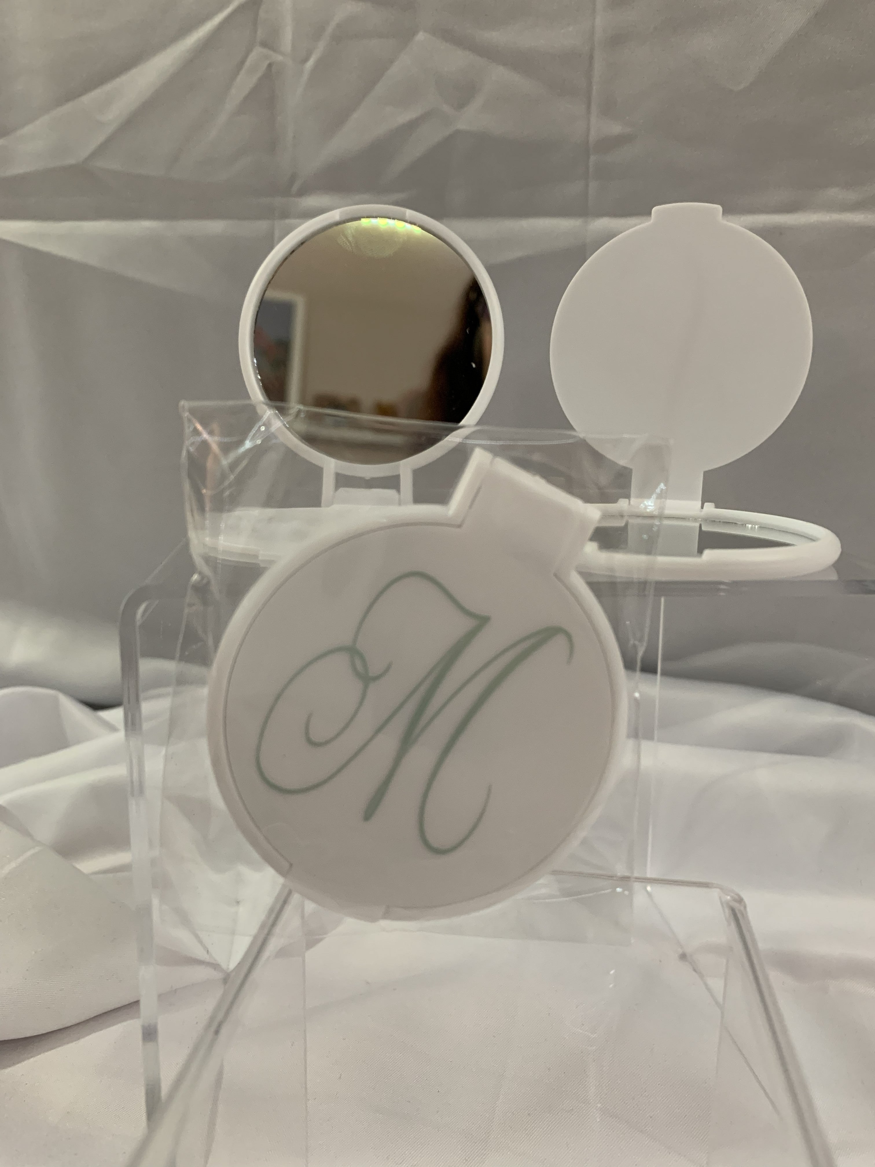 Monogramed Compact Mirror - Letter M Green