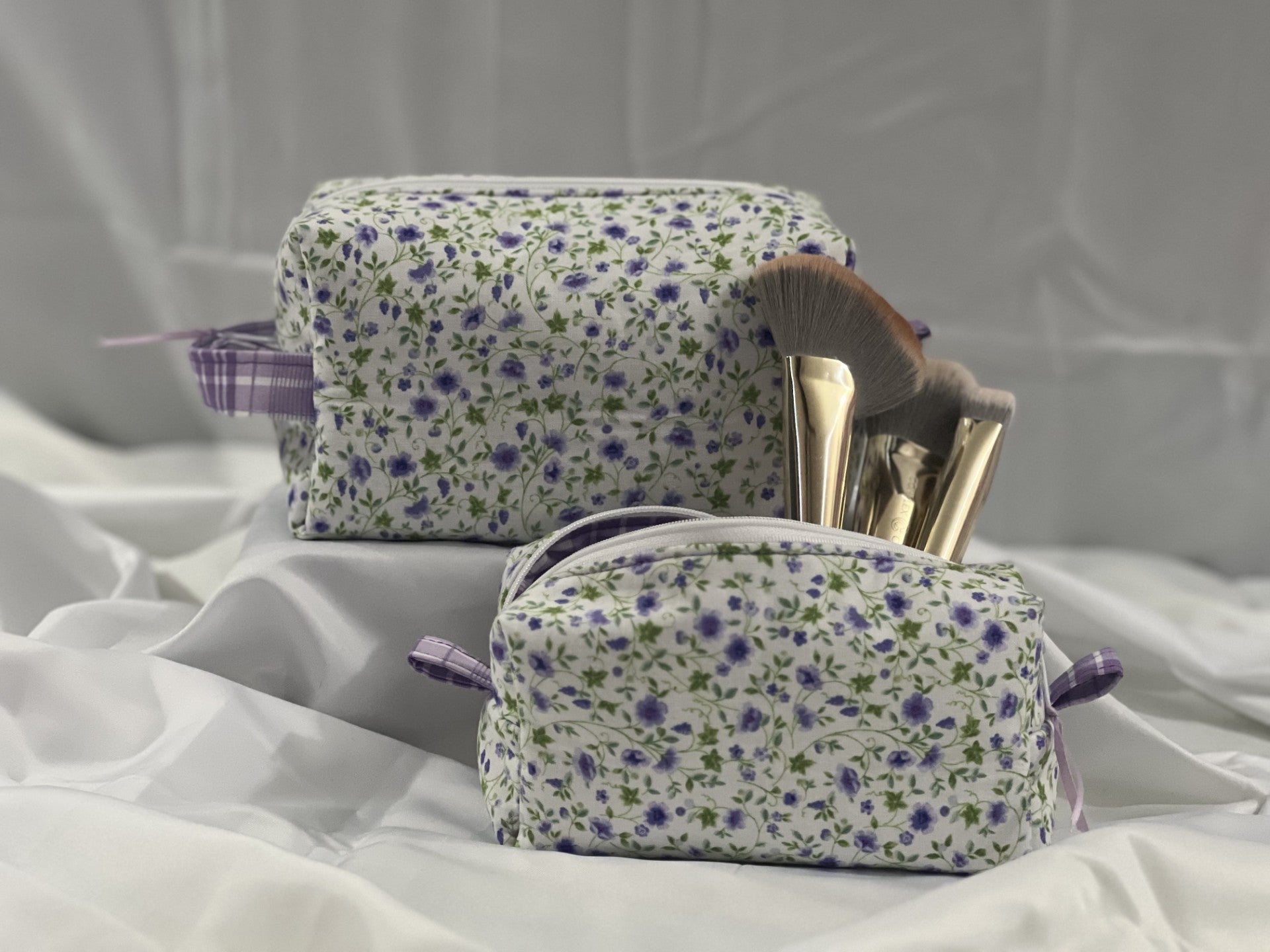 Boxy  Carry-All  Bag - Purple flowers