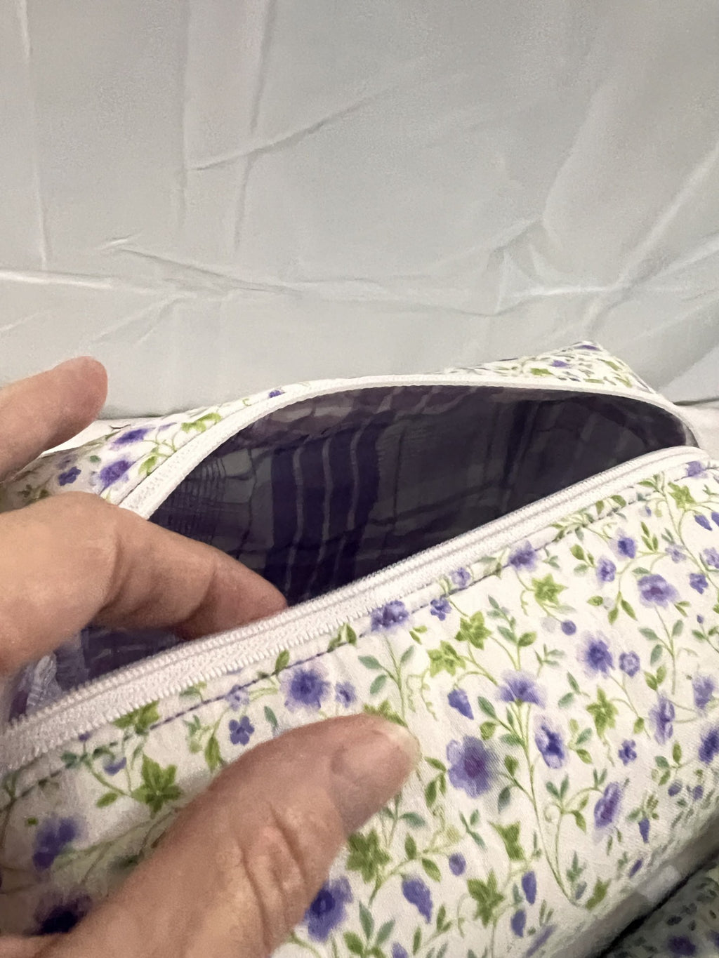 Boxy  Carry-All  Bag - Purple flowers
