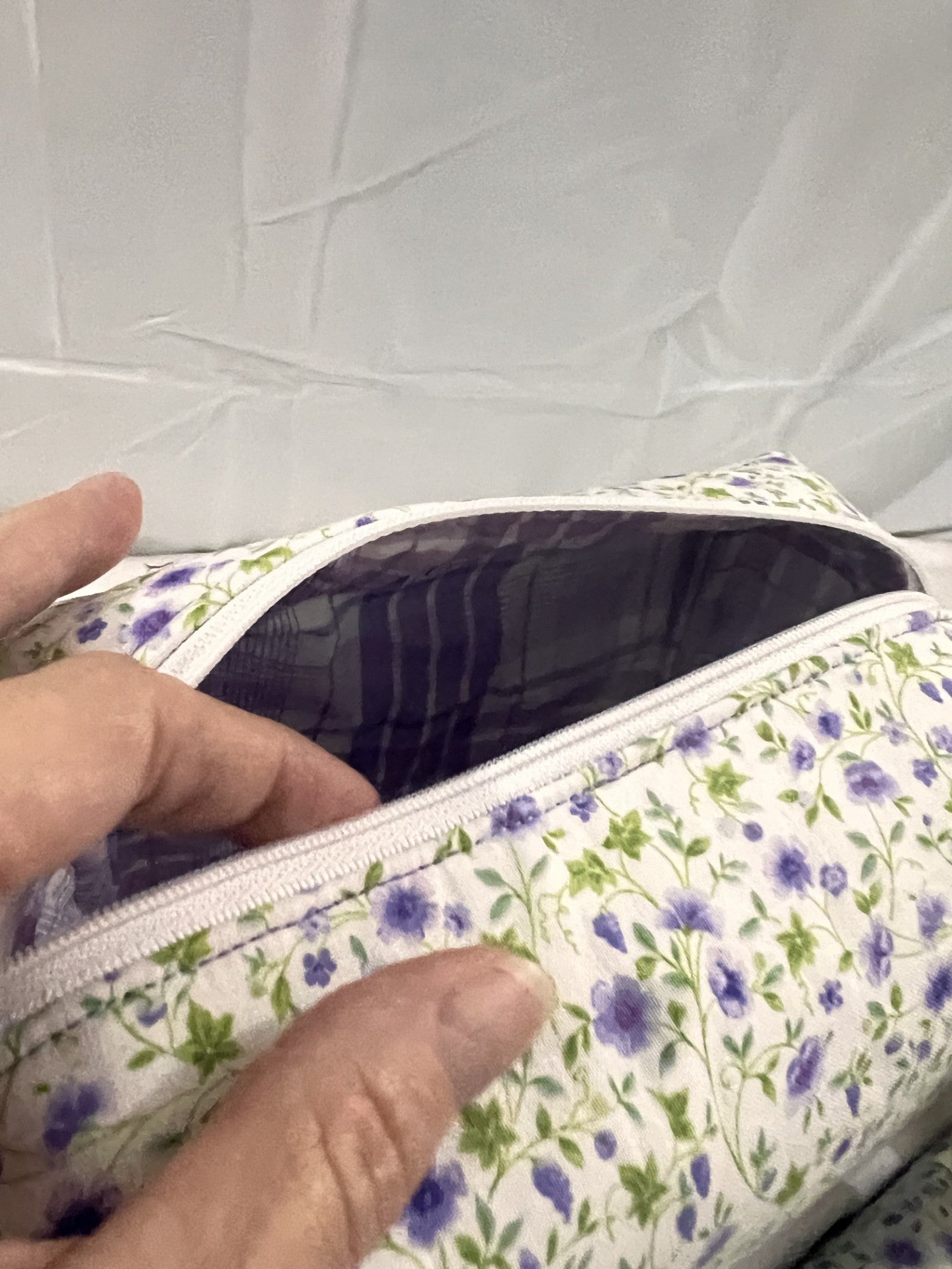 Boxy  Carry-All  Bag - Purple flowers